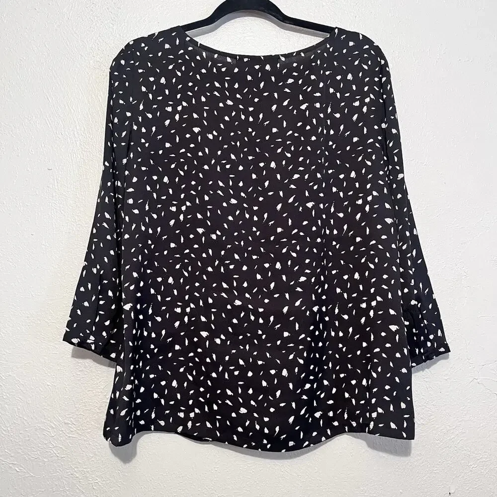 Loft Womens 3/4‎ Sleeve Ruffle Pullover Blouse Top Size M
